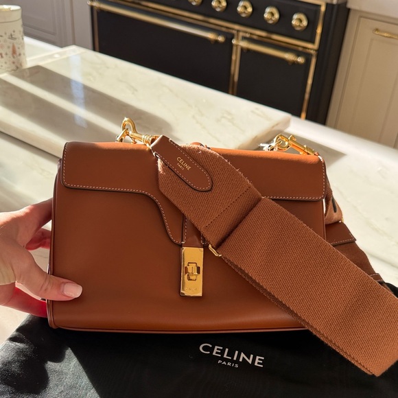Celine Handbags - Celine Brown Leather Shoulder Bag with Wide Strap